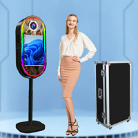 Machine Photobooth Miroir Ovale Facile à Utiliser avec Écran Tactile 21,5 Pouces, Photobooth Magique Selfie pour Événements et Fêtes