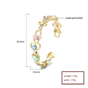 เครื่องประดับทองเคลือบ 18K แบบขายส่ง ลายวงแหวนดวงตาปีศาจ ทองเหลืองชุบทอง ประดับเพชรคิวบิกเซอร์โคเนีย กำไลข้อมือสไตล์ฮาวาย เครื่องประดับแฟชั่น - Product Image 6