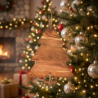 Planche à découper en bois d'acacia en forme de sapin de Noël, design Art Déco, faite à la main, plateau de service pour charcuterie de Noël, cuisine du Shandong