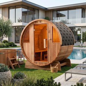 Sauna extérieur en bois de cèdre canadien, design rustique, montage facile, poêle en acier inoxydable, 2-4 personnes - Product Image 1