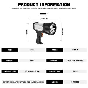 CITICITY LED ไฟฉายพกพาแบบชาร์จไฟได้ ไฟฉายทรงพลัง กันน้ำ พร้อมไฟด้านข้างสำหรับการล่าสัตว์ ค้นหา กลางแจ้ง - Product Image 2