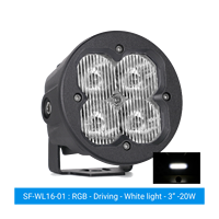 Projecteur de travail LED RGB 14W, rond de 3 pouces, à changement de couleur, pour conduite tout-terrain, antibrouillard, multicolore, IP67, 9-36V DC 12V 24V, camion, SUV, 4x4