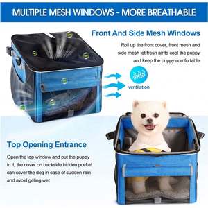 <span class=keywords><strong>Cesta</strong></span> de bicicleta para perros, portabicicletas para mascotas de lado suave con 4 mallas para cachorros medianos para perros y gatos-Azul - Product Image 2