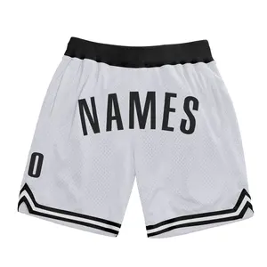 Fabricante de ropa deportiva Pantalones cortos personalizados Hombres Pantalones cortos de baloncesto de dos tonos en blanco y negro