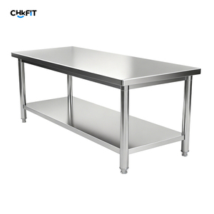 Tavolo Industriale CFT in Acciaio Inox con Ripiano Superiore a Doppio Livello, Altezza Regolabile per Laboratorio, Officina, Container, Cucina - Product Image 1