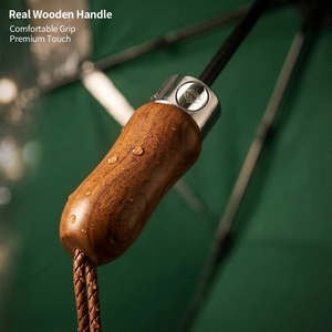 Folding Umbrella Wooden Handle Windproof Rain Umbrella Auto Open Close Compact Travel Umbrella for Gift - Product Image 6
