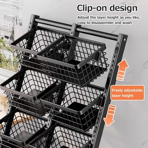 Wholesale Household Kitchen Plastic Large Opening Multi-layer <b>Vegetable</b> <b>Basket</b> Organiser Stackable Storage Holders & Racks - Product Image 4