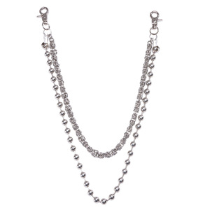 Cadena de cintura de doble capa con cuentas redondas de aleación de zinc para hombre, estilo hip hop, accesorio de uso diario. - Product Image 5