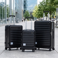 Ensemble de 3 valises rigides à roulettes avec fermeture éclair et serrure, en polycarbonate, design moderne, taille cabine, roues silencieuses