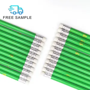 Customized Logo Standard Green HB Pencils With Eraser For Office And School