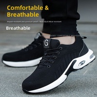 Chaussures de sécurité antichoc à coussin d'air, résistantes aux perforations, respirantes, légères, en maille tricotée, baskets de travail