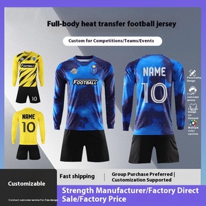 Conjunto de Uniforme de Fútbol Profesional Personalizable, Cuello Redondo, Manga Larga, Transpirable, de Secado Rápido, para Todas las Temporadas, Entrenamiento de Club - Product Image 6