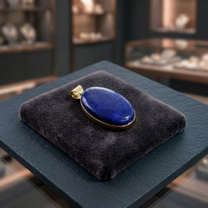 Pendentif en platine de haute qualité pour femme, pierre précieuse naturelle Lapis Lazuli, forme ovale, fait main, 20% de réduction, cadeau de mariage, pierre au choix - Product Image 3