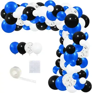 Party Balloon Arch Kit Blue White Latex Balloons Garland With Foil Confetti Party Supplies