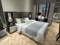 Ensemble de meubles de chambre à coucher King Size au design moderne et simple avec rangement, idéal pour les appartements, ensemble de chambre à coucher en bois de luxe avec 4 tiroirs