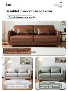 Wholesale Luxury Modern Italian Design Genuine Leather <b>Sofa</b> <b>Bed</b> 2 3 Seater Convertible Couch for Living Room Furniture - Product Image 6
