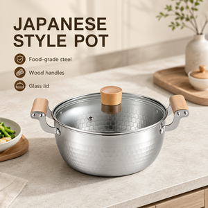 Wooden Handle Stainless Steel Saucepan Japanese Hammered Snow Pattern Stock <b>Pot</b> Milk Pan <b>for</b> Home Kitchen <b>Induction</b> Cooktop - Product Image 3