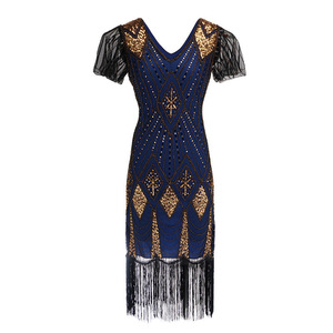 Robe Flapper à Col en Dentelle Great <span class=keywords><strong>Gatsby</strong></span> - Robe des Années 20 pour Femmes avec Manches - Costume des Années 20 pour Fêtes d'Halloween - Product Image 5