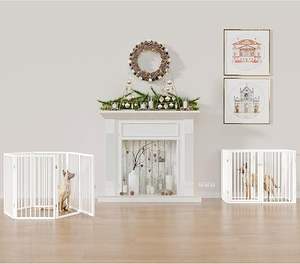 तह धातु पालतू गेट 120 "चौड़ा, 32" अतिरिक्त लंबा कुत्ता गेट, अंदर और आउटडोर के लिए पिल्ला गेट कुत्ते का दरवाजा - Product Image 2