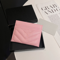Dompet Kartu Wanita Mewah Kulit PU Quilted Grosir, Tempat Kartu Kredit Mini Tipis, Dompet Kecil Wanita Dengan Kemasan Kotak
