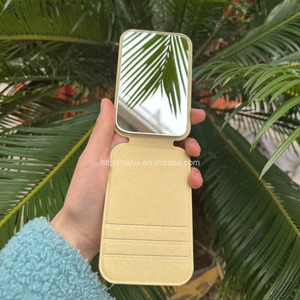 Saiyyi Chất Lượng Cao Vàng PU Da Du Lịch Nhỏ Túi Gương Tùy Chỉnh HD Glass Mini Có Thể Gập Lại Trang Điểm Mỹ Phẩm Gương Với Logo - Product Image 2