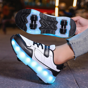 รองเท้าผ้าใบเด็กมีไฟพร้อมล้อ พื้นรองเท้า TPU หน้าผ้าสังเคราะห์ พื้นรองเท้าชั้นกลาง EVA สำหรับกีฬากลางแจ้ง - Product Image 4