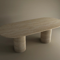 Meubles de salon Newstar Modern Luxury Natural Beige Roman Travertine, table à manger en travertin romain