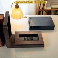 Kotak Hadiah Minyak Esensial Aroma Logo Kustom, Kemasan Kosong 23.2 X 14.6 X 5.5 cm, Kotak Hitam Coklat dengan Busa Pelindung