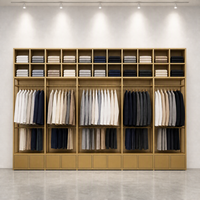 Système de dressing mural complet blanc personnalisé, montage facile, grille supérieure en cubes, double tringle de suspension, tiroirs inférieurs - Marque KED, usage commercial