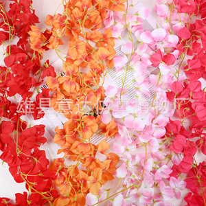 ดอกเฟื่องฟ้าประดิษฐ์จากผ้าไหมสำหรับตกแต่งงานแต่งงาน สีแดง ชมพู ส้ม แดงกุหลาบ ขาว สำหรับตกแต่งฉากงานแต่งงาน - Product Image 2