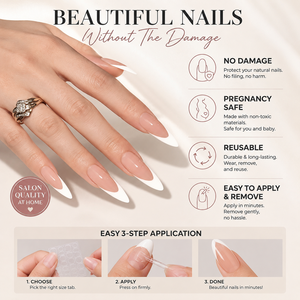 Uñas Postizas Stiletto de Alto Brillo con Punta Francesa, Base Nude Natural, Línea de Sonrisa Profunda, Punta Blanca, Calidad de Salón, Reutilizables, OEM - Product Image 2