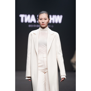 Nouvelle Collection Long Trench-Coat Femmes Avec Poches Latérales TIFF EMB CASHMERE-BLEND LONG COAT WHITE ANT Clothes Women From Vietnam - Product Image 1