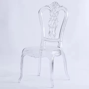 Chaise de banquet de mariage en plastique transparent bon marché de haute qualité avec dossier couronne transparente empilable - Product Image 1