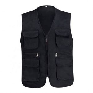 Gilet de travail multi-poches en coton et polyester pour homme, gilet de sport d'été personnalisé professionnel - Product Image 5
