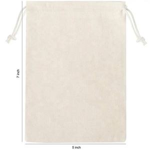 Sac à main en toile de coton biologique imprimé de logo personnalisé sac à poussière à cordon réutilisable double ficelle pour faire du shopping cadeau réfléchi - Product Image 4