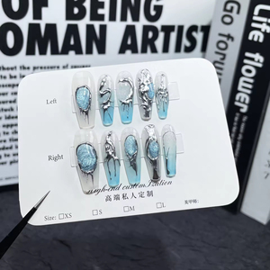 <span class=keywords><strong>Uñas</strong></span> <span class=keywords><strong>Postizas</strong></span> Hechas a Mano al por Mayor con Pegamento, Reutilizables, Acrílicas Gruesas, Cuadradas, Diseño Personalizado, Fabricante - Product Image 2