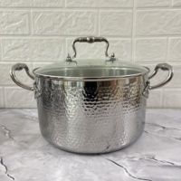 Ensemble de cuisine minimaliste moderne en acier inoxydable 304 à trois couches non revêtu, quatre pièces : marmite, casserole à lait, poêle à frire, couvercle en acier