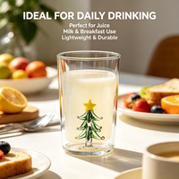 Verre à jus créatif en forme d'arbre de Noël tridimensionnel, simple paroi, en verre borosilicate transparent de haute qualité pour la maison