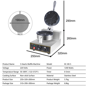 Macchina Elettrica Industriale <span class=keywords><strong>per</strong></span> <span class=keywords><strong>Waffle</strong></span> a Forma di Cuore Antiaderente con Timer, Vendita all'Ingrosso - Product Image 2