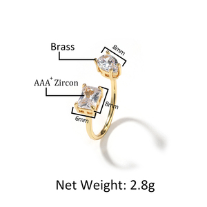 <span class=keywords><strong>Bague</strong></span> d'ornement en CZ taille émeraude UWIN Deux formes de pierres rectangulaires en forme de goutte de larme <span class=keywords><strong>Bague</strong></span> réglable de taille unique pour <span class=keywords><strong>femme</strong></span> - Product Image 2
