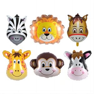 Ballon en feuille d'aluminium en forme de tête d'animal, imprimé de dessins animés, tête de tigre, lion, vache, <span class=keywords><strong>girafe</strong></span>, singe pour la décoration de fête d'anniversaire des enfants - Product Image 1