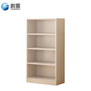 Modern houten boekenkast op maat met 5 verstelbare planken en een achterpaneel van roestvrij staal voor thuiskantoor & woonkamermeubilair - Product Image 3
