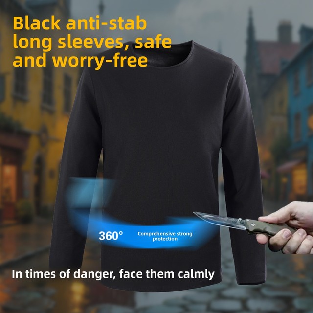 WANZHUO Factory Lightweight Soft Invisible HPPE Anti-stab Anti-cutting Anti-static Body Protection Black Long-sleeved Clothing