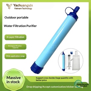 Blue Water Filter Straw With Strap For Outdoor Camping Hiking All Seasons 1PC - Product Image 2