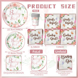 Per Baby shower e feste di compleanno ragazze mongolfiera per feste stoviglie e decorazioni rosa <span class=keywords><strong>carta</strong></span> usa e getta vassoi e striscioni - Product Image 3