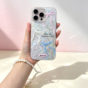 <span class=keywords><strong>Coque</strong></span> <span class=keywords><strong>de</strong></span> téléphone Y2K esthétique argentée effet laser ondulé <span class=keywords><strong>avec</strong></span> imprimé papillon et nœud mignon, protection anti-chute <span class=keywords><strong>avec</strong></span> chaîne à main perlée - Product Image 4