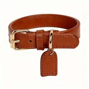 Set tali hewan peliharaan kulit mewah, termasuk kerah, tali, dan Tag ID. Desain yang dapat disesuaikan cocok untuk anjing dan kucing kecil hingga sedang - Product Image 2
