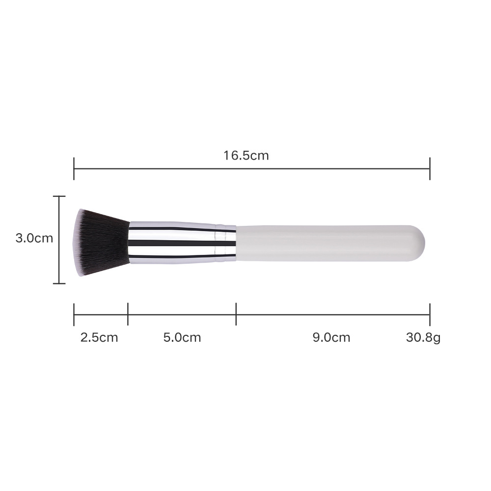 [white wooden handle] flat foundation brush