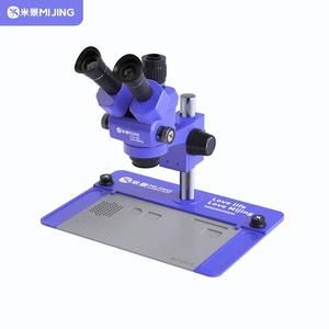Microscope trinoculaire HD Mijing MJ-6555 avec résistance à la chaleur pour téléphone portable, tablette, carte mère, réparation de circuits imprimés - Product Image 1