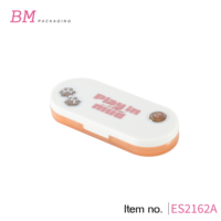 Palette de fards à paupières ovale mignonne à 3 compartiments, étui cosmétique en plastique adorable avec miroir de maquillage intégré ES2162A